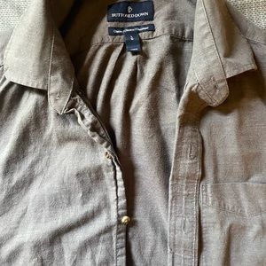 Grey cotton button down dress shirt